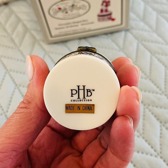 Vintage Season of Giving Snowman  Porcelain Tiny Hinged Christmas Treasure Box - Picture 7 of 11